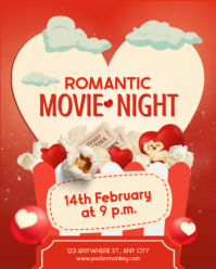 Red Romantic Movie Night Instagram Portrait template