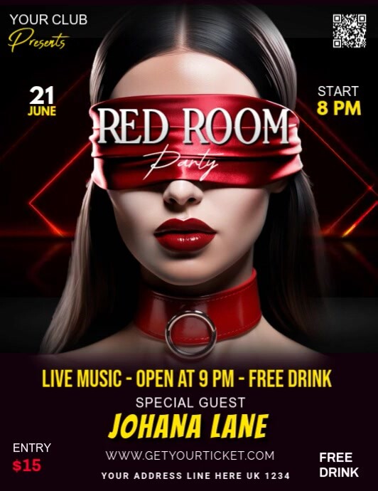 Red room Night Pamflet (VSA Brief) template