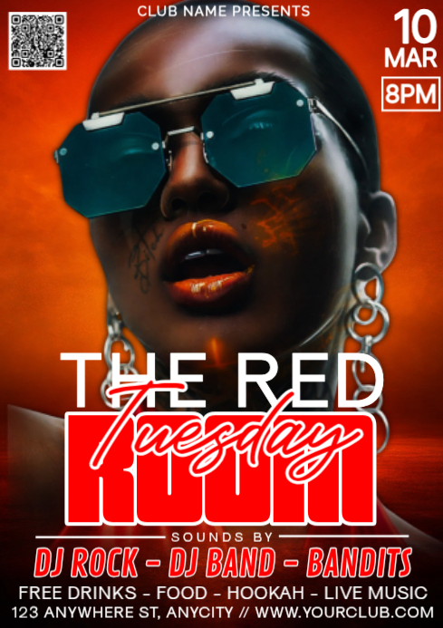 Red Room Party Invitation Social Media Event A4 Template | PosterMyWall
