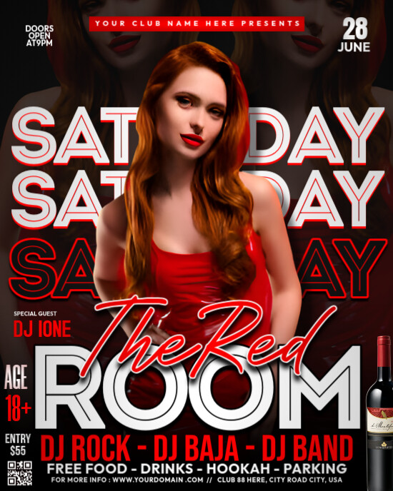 Red Room Saturday Instagram Portrait template