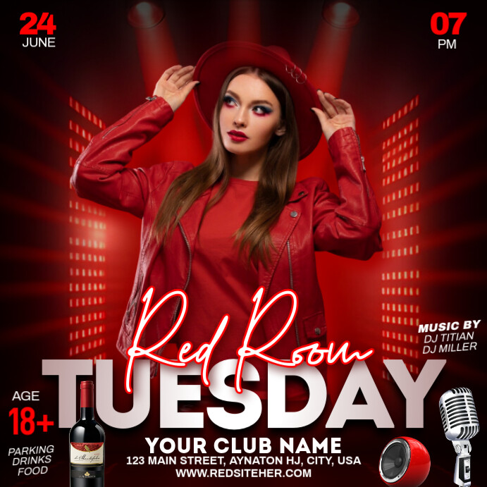 Red Room Tuesday Quadrado (1:1) template