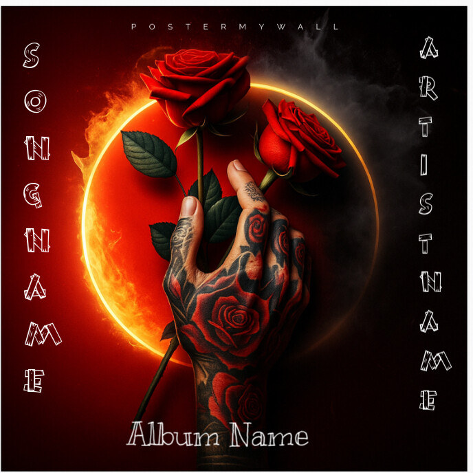 Red rose circle album cover design Template | PosterMyWall