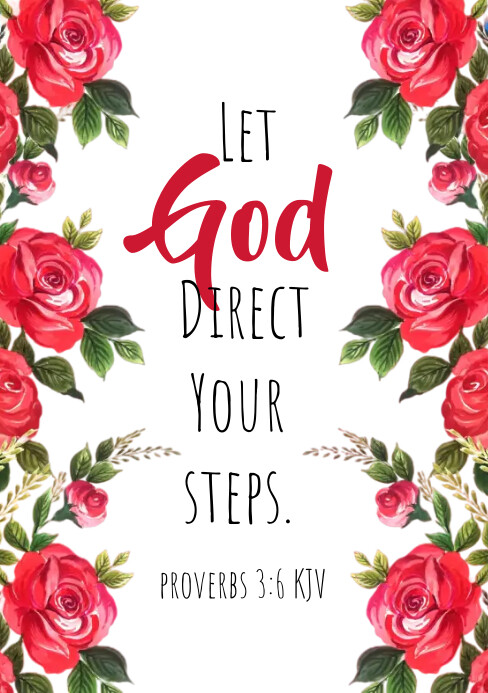 Red rose flower bibleverse Proverbs 3:6 kjv A5 template