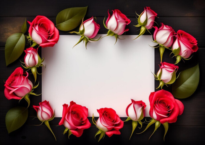 Reg Flower Frame Copy of Red roses flower frame | PosterMyWall