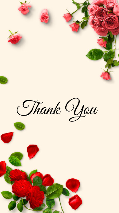 red roses thank you greeting Template | PosterMyWall