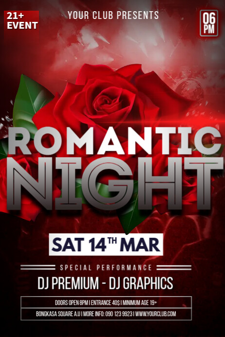 Plantilla de Red Rosses Party | PosterMyWall
