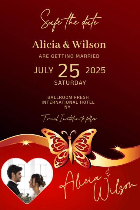 Red Safe The Date Poster Plakat template