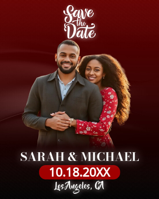 Red Save the Date Template Instagram Portrait