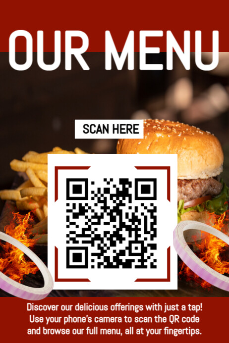 Red Scan Here To View Our Menu Poster 海报 template