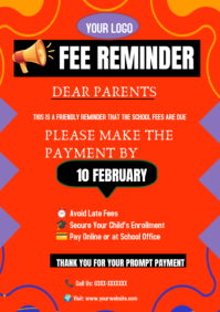 Red School Fee Reminder A2 template