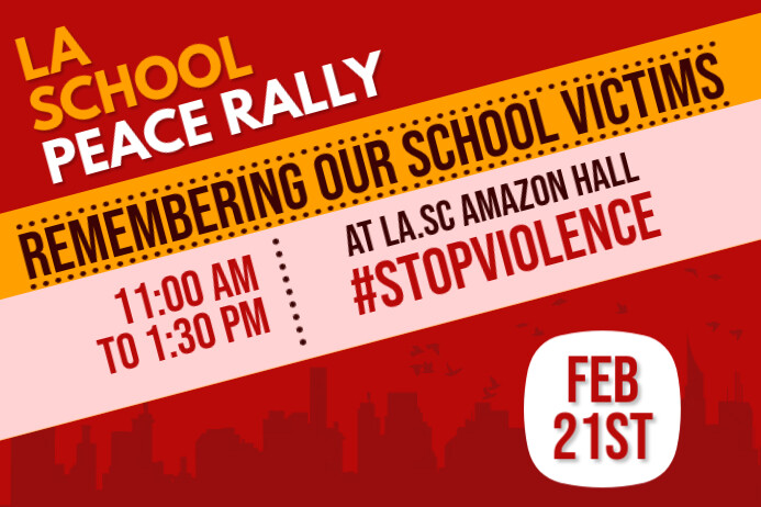 Red School Peace Rally Landscape Poster Template | PosterMyWall