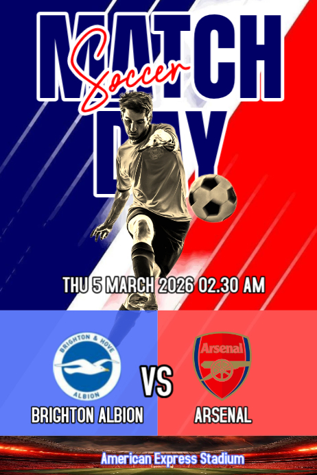 Red Soccer Match Poster Template | PosterMyWall