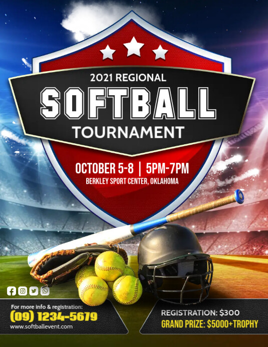 Red Softball Tournament Flyer Template PosterMyWall