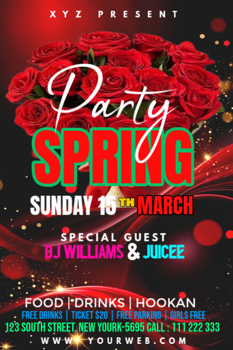 Red Spring Party Poster Template | PosterMyWall