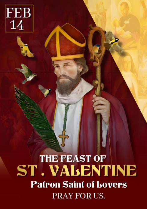 Red St. Valentine Feast A4 Template | PosterMyWall