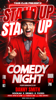 Red Stand Up Comedy Night Party Flyer Instagram Story template