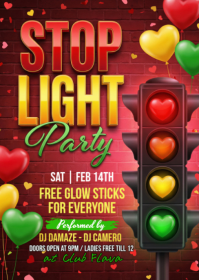 Red Stop Light Party A6 template