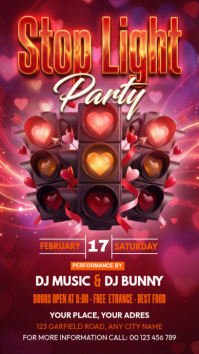 Red Stop Light Party Instagram-verhaal Template