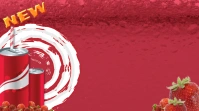 Red strawberry drink ad background Презентация (16 : 9) template