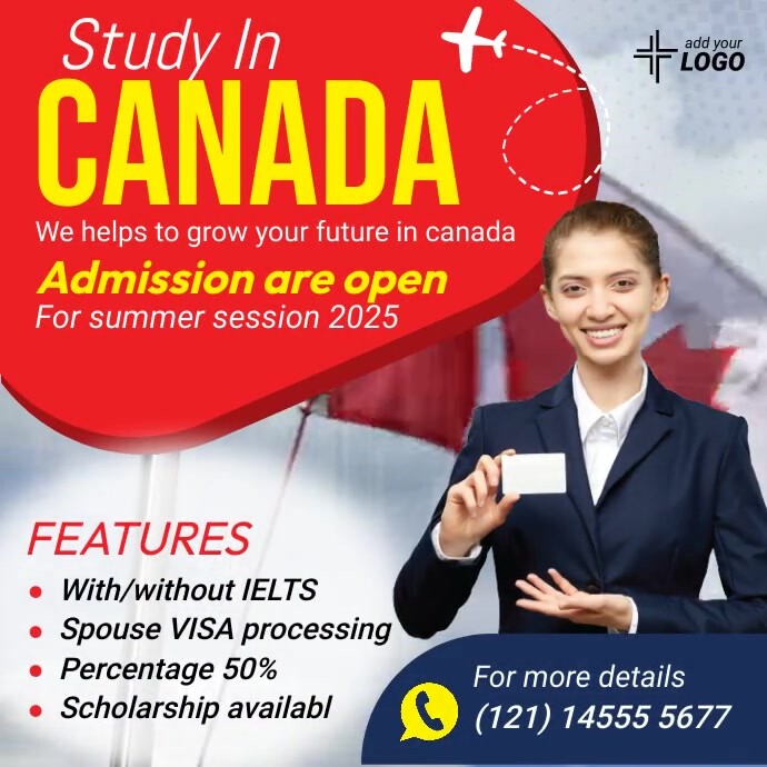 Copy of Red Study In Canada Template Instagram Post | PosterMyWall