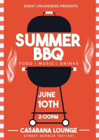 Red Summer Bbq Flyer  A3 template