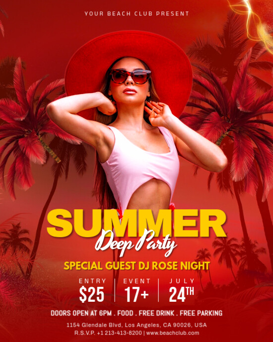 Red Summer Party Instagram Portrait template