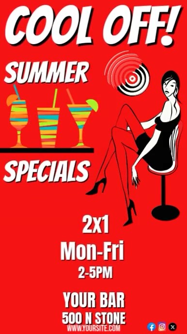 Red  Summer Special Bar Video Ad Instagram Story template