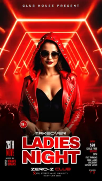 Red Sunday Takeover Ladies Night Party Instagram Story template