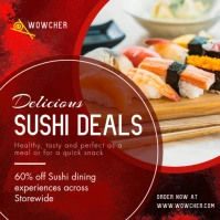Red sushi instagram post Quadrato (1:1) template