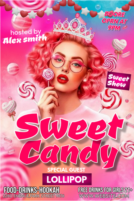 Red Sweet Candy Poster Template | PosterMyWall