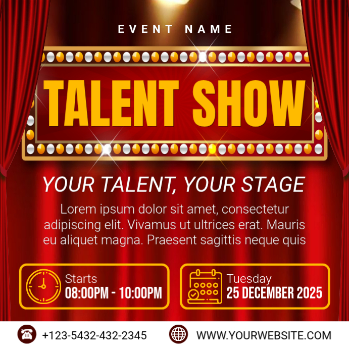 Red Talent Show Instagram Post Template | PosterMyWall
