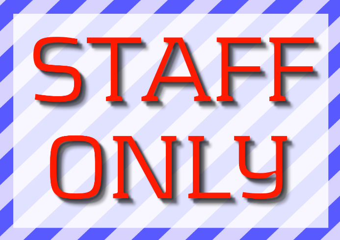 red text blue simple striped frame on sign staff only striped frame
