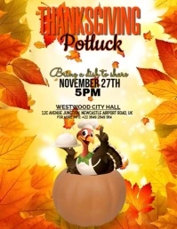 Red Thanksgiving Day Potluck  Flyer (us Letter) template