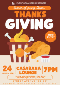 Red Thanksgiving Dinner Flyer  A3 template