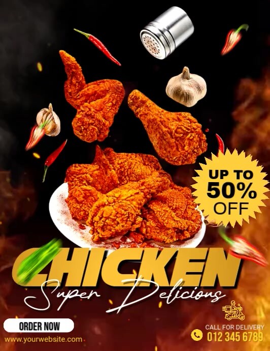 Red Theme Fast Menu Video Flyer (US Letter) template