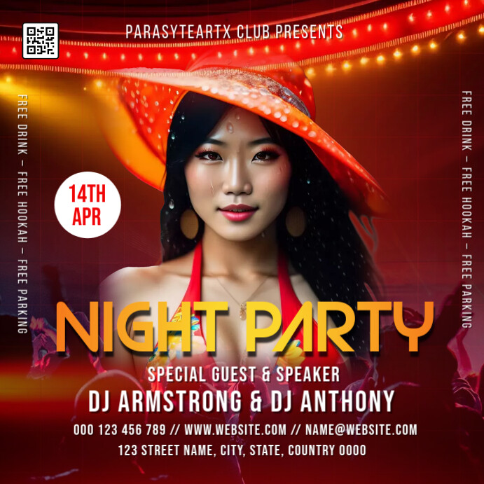 Red Theme Party Design Instagram Post template
