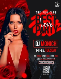 Red Theme Valentines Party Layout Volante (Carta US) template