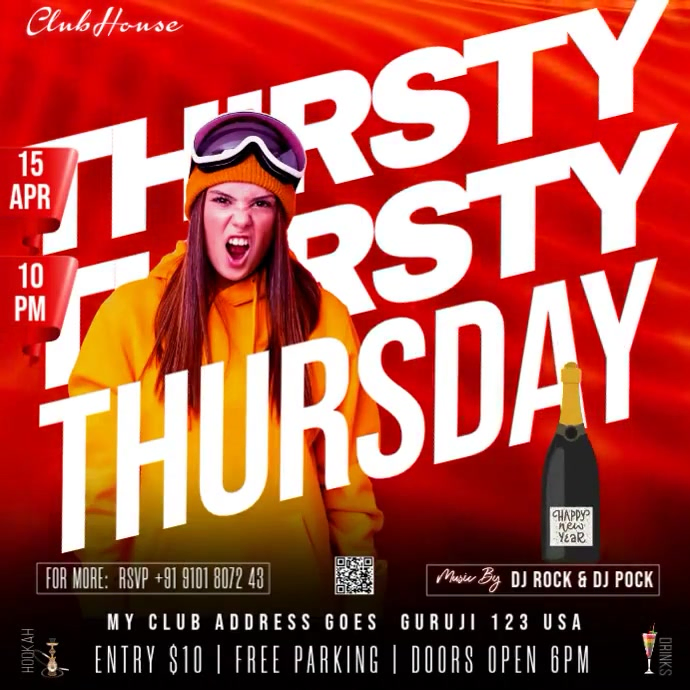 Red Thirsty Thursday Instagram Post Template | PosterMyWall