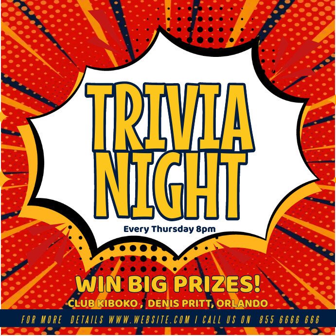 Red Trivia Night Instagram Post Template | PosterMyWall