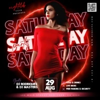 Red  tropical neon club party event design template Square (1:1)