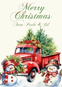Red truck Christmas Card A6 template