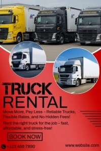 Red Typographic : Reliable Truck Rentals: Fast, Affordable, And Stress-free Poster Póster template