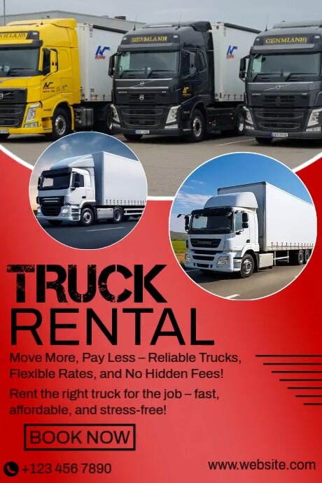 Copy of Red Typographic : Reliable Truck Rentals: Fast, Affordable, And ...