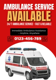 Red Typographic Ambulance Service Available  A2 template