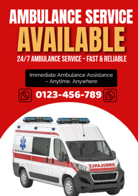 Red Typographic Ambulance Service Available A2 template
