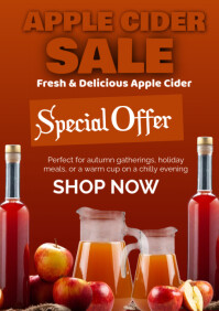 红色 Apple Cider Sale A2 Template