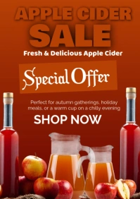 Red Typographic Apple Cider Sale A2 template
