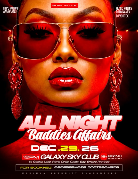 Red Typographic Baddies Nightclub Flyer Video Template | PosterMyWall