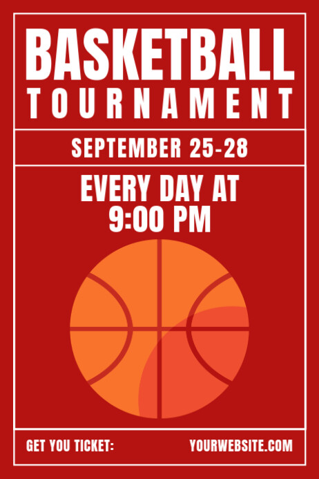 Red Typographic Basketball Tournament Basketball League Game Promotional Event Poster template