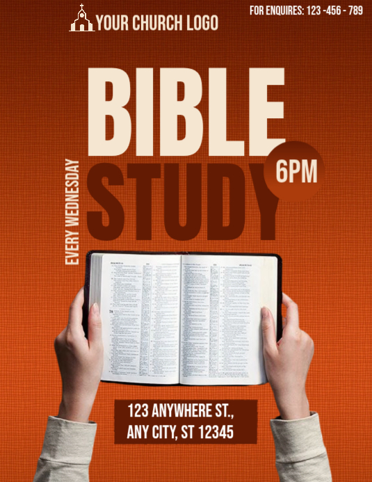 Bible Study Color Red Typographic Bible Study Church Flyer Template | PosterMyWall